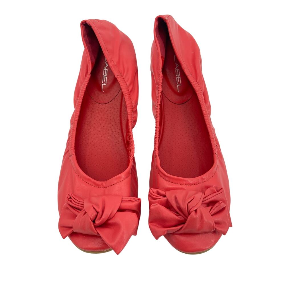 C Label Size 9 Divine Coral Pink Vegan Leather Ballet Flats Bow Shoes